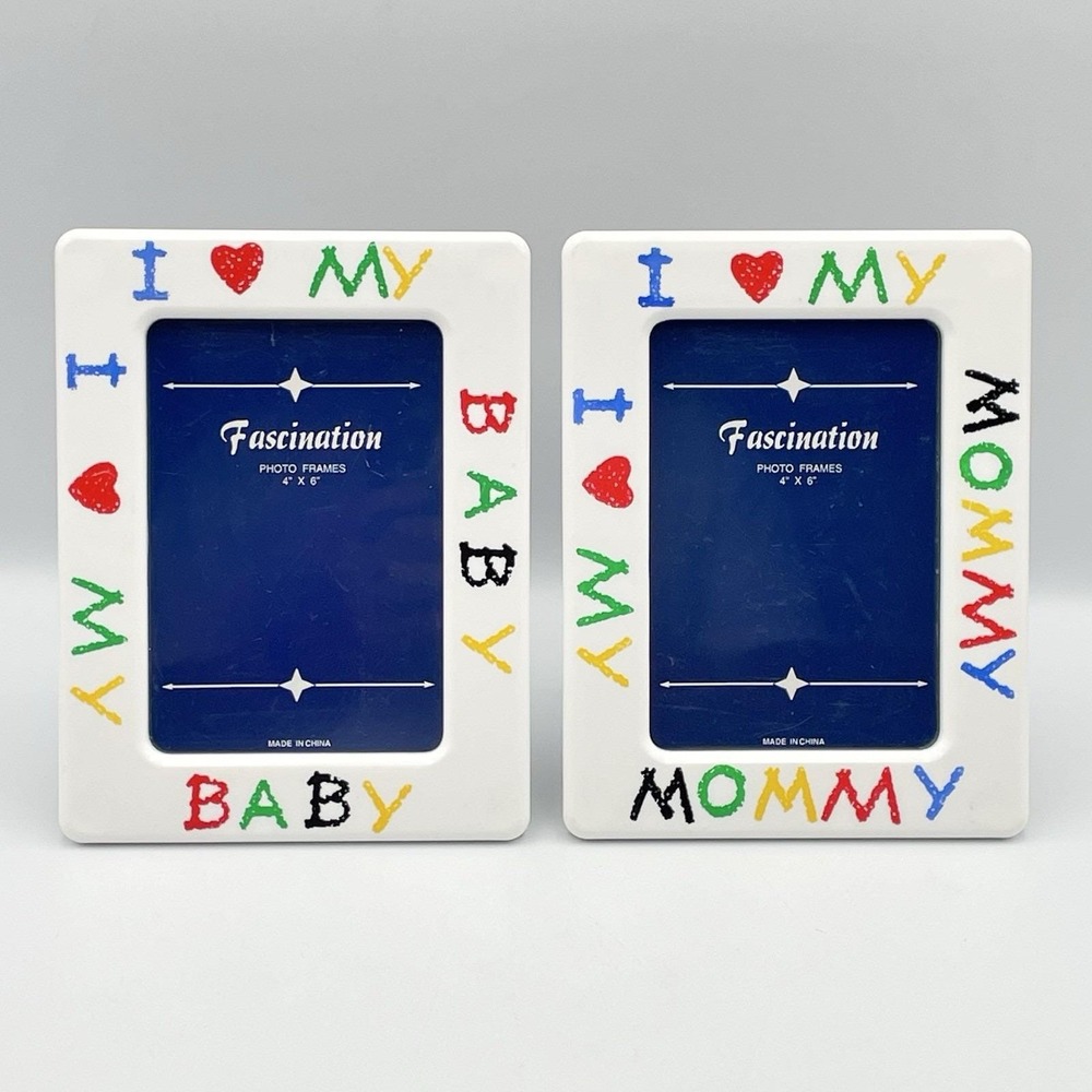 Vintage Fascination I Love My Baby Mommy 4x6 Photo Frames Set of 2 Colorful